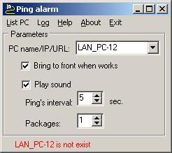 Ping Alarm Screenshot